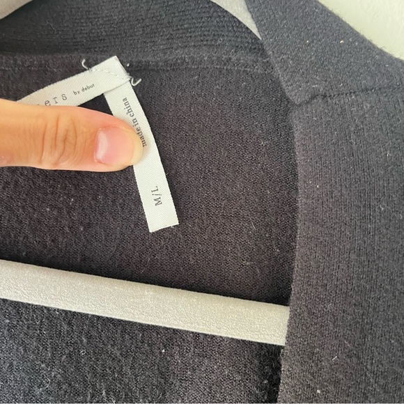 Dreamers by Debut Black Longline Open Front Cardigan Women’s M/L Pockets Cozy - Picture 2 of 9